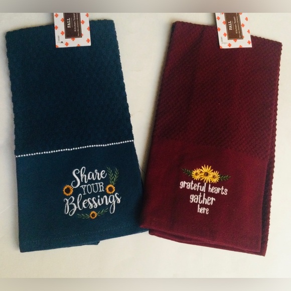 Hobby Lobby Other - Harvest Embroidered Kitchen Towels Pair